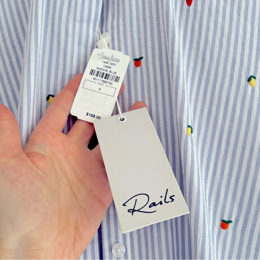 NWT RAILS Pinstripe & Strawberry Button Down, Sz S‎ - Picture 4 of 6